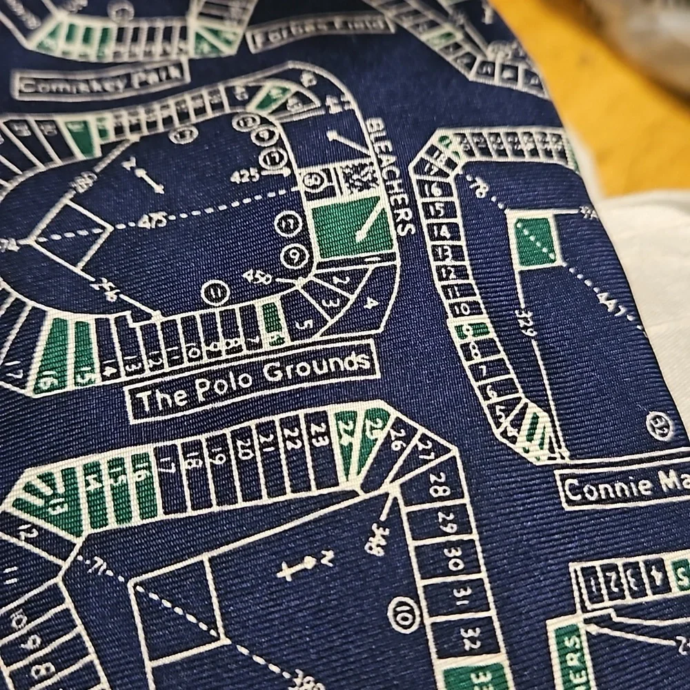 Josh Bach 100% Silk Blue Neck Tie Major League Old Ballparks Baseball Stadiums - Picture 4 of 5